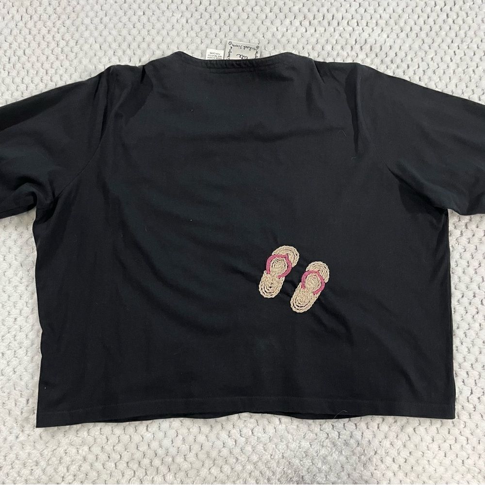 Michael Simon With Embroidered Flip Flops Black S… - image 6